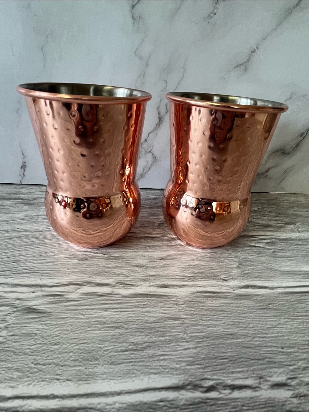 Hammered Textured Copper Whiskey/Beer/Wine Tumblers Set Of 2 - Picture 2 of 6